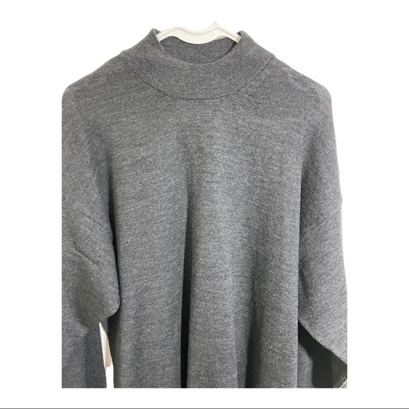 Marconi mens Italian round collar ribbed merino wool sweater. Grey black large - Picture 3 of 10